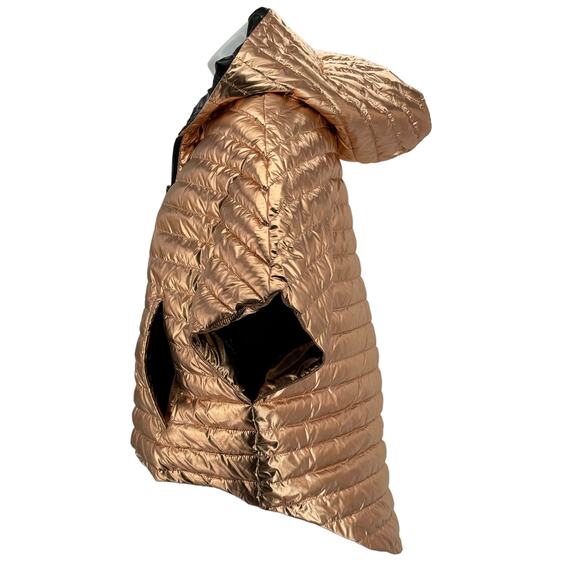 Think Royln Women's Puffer Poncho Lexington Jackets Sz S Hooded Rose Gold Down - Picture 4 of 12